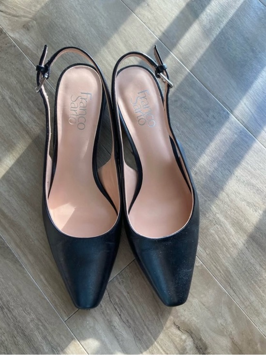 Franco Sarto Black Slingback Low Block Heel Pumps - Picture 4 of 4